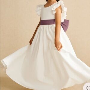 Azazie flower girl Dress with Purple Sash